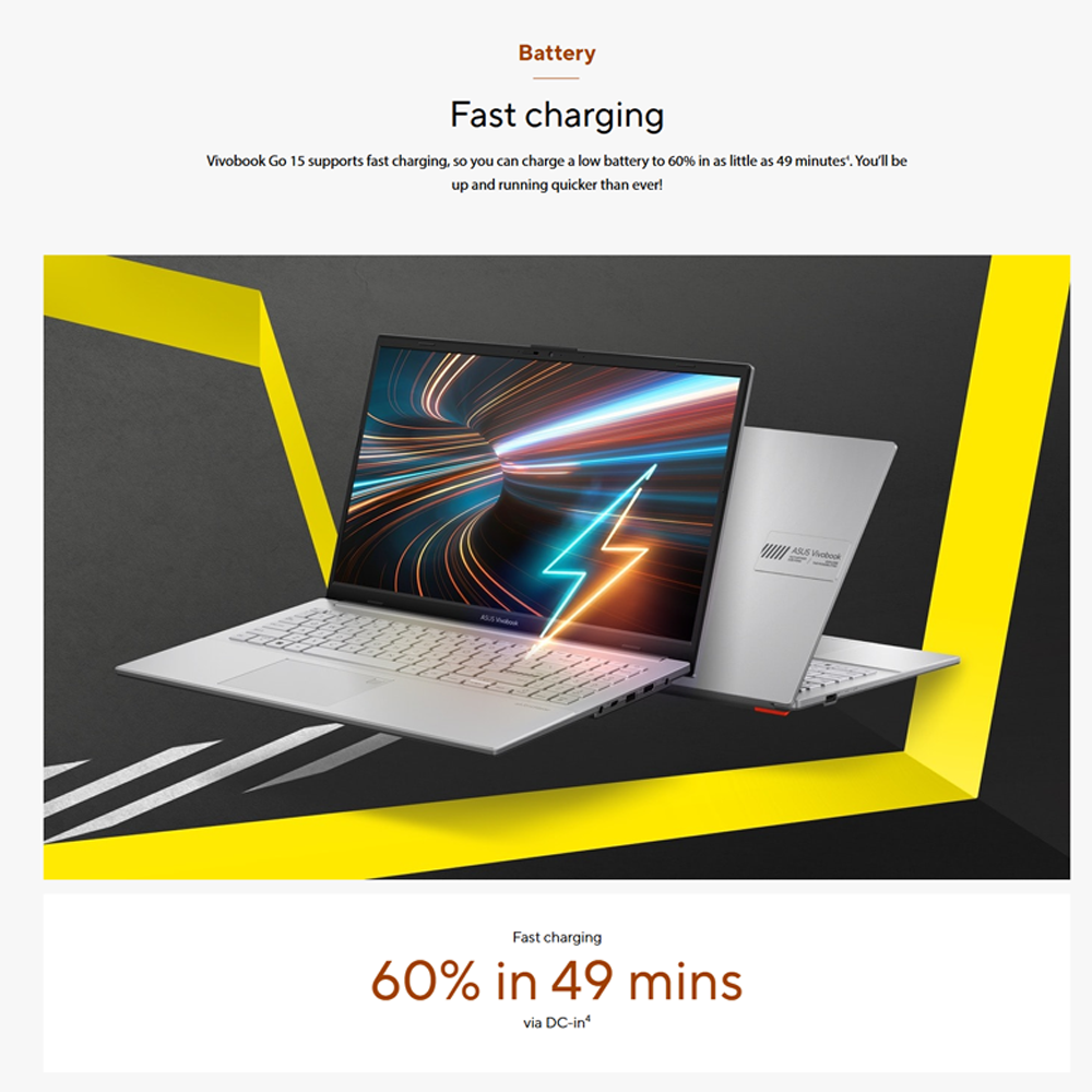 ASUS Vivobook Go 15 Laptop E1504F-ANJ871WS | 8GB+512GB SSD | AMD Ryzen 3 7320U Processor 2.4GHz | 15.6-inch