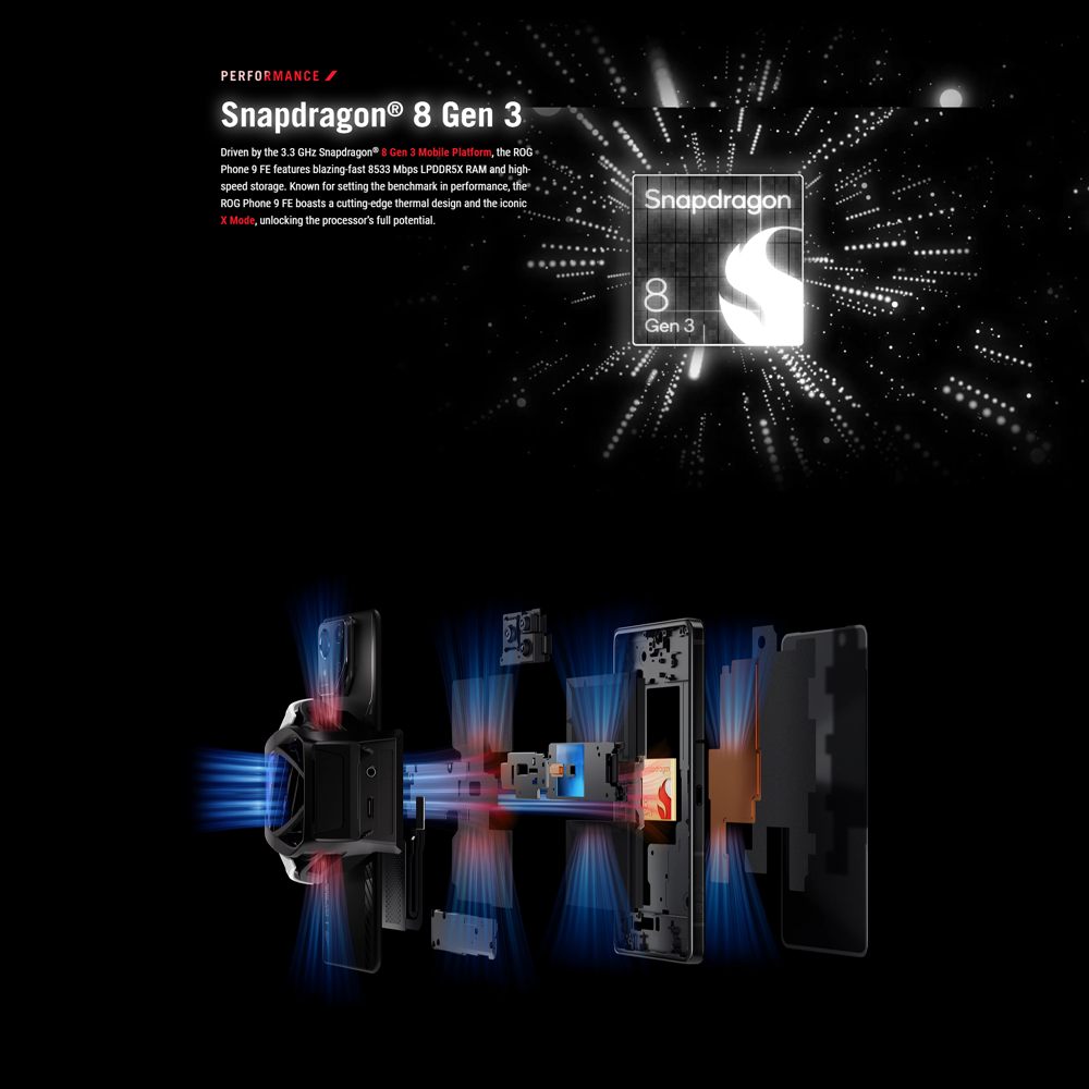 ASUS ROG Phone 9 FE 12GB+256GB | Qualcomm SM8650-AB Snapdragon 8 Gen 3 (4 nm) | 6.78 inch, LTPO AMOLED | 50MP Main Camera | Li-Po 5500 mAh, Fast charging 65W