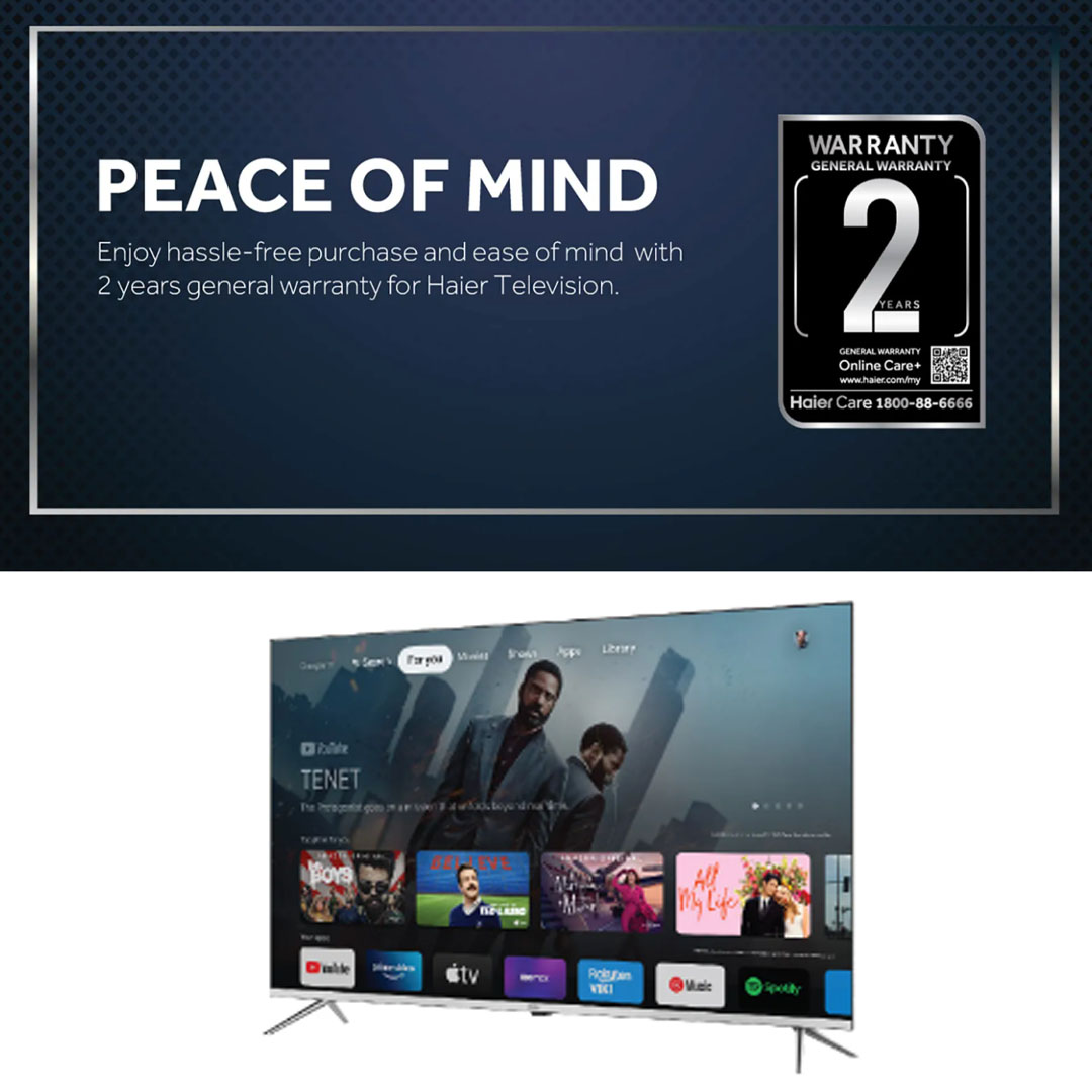 HAIER 50"/75" 4K UHD Google HQLED TV H50P750UX/H75P750UX | Google Tv |  Dolby Vison & Dolby Atmos |  HQLED |  Smart TV with 2 Year Warranty