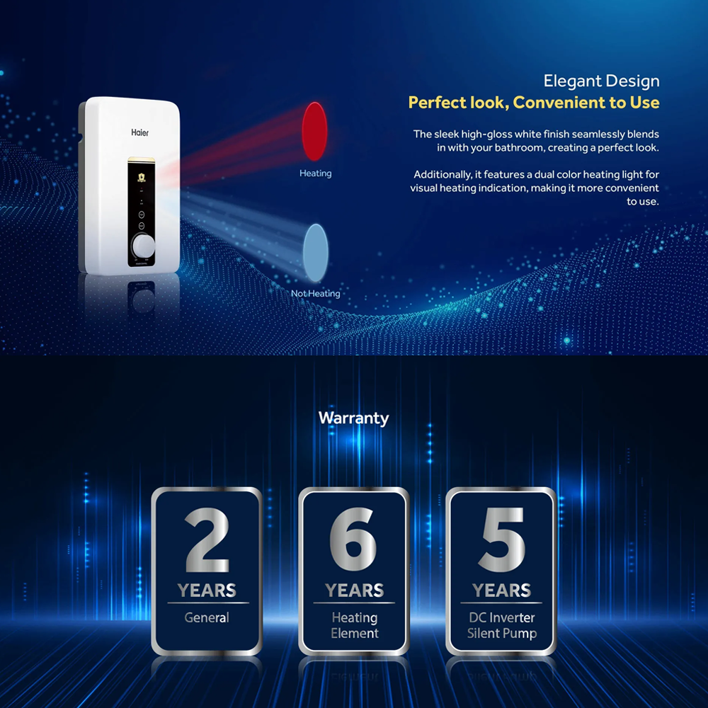 HAIER 3800W DC Inverter Silent Pump Water Heater EI38M-BP1WO(MY) | 11 Safety Features | Shock Proof | 3D AI Thermostat System