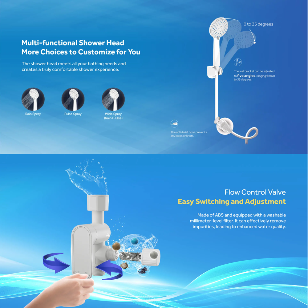 HAIER 3800W Instant Water Heater EI38M-F1W(MY) | Dual Copper Heating Tube | Shock Proof | 4D AI Thermostat System