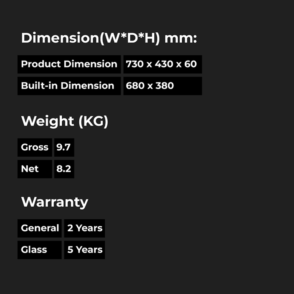 HAIER 2 Burners Built-in Induction Cooker HI-Y672SNNDC | Power Output: 2300W + 2300W | 9 Power Control Level | 240 Minutes Cooking Timer