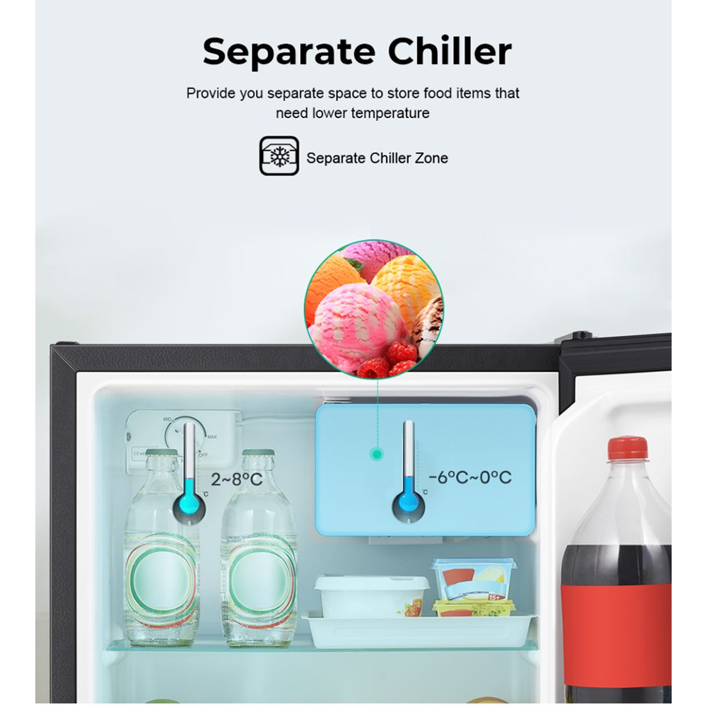 HISENSE 60L Minibar RR60D4ABN Single Door Fridge Mini Bar Refrigerator | Reversible Door | Separate Chiller Zone | Adjustable Thermostat