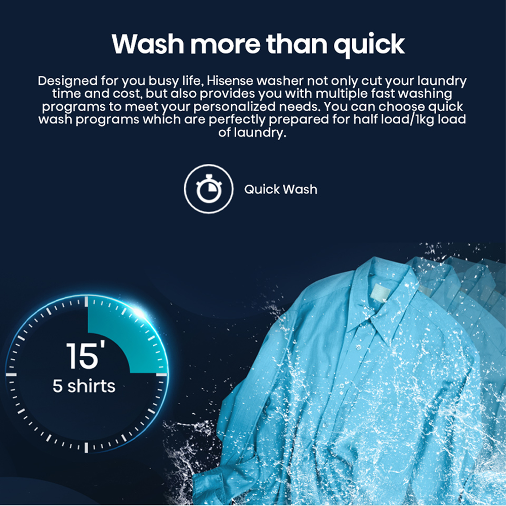 HISENSE 13KG Top Load Washing Machine Premium WTJA1313UB | One Touch AI Wash | 10 Preset Programs | Turbo Wash