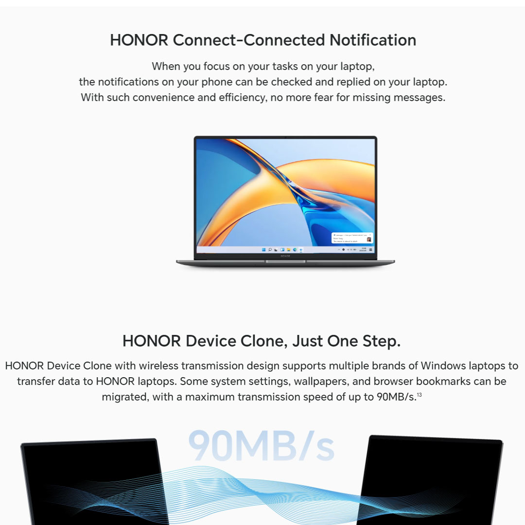 HONOR MagicBook X 16 16-inch 12th Generation Intel® Core™ i5-12450H Intel UHD Graphics | 65W Portable Fast Charger | Comfortable Reading | 7.5 Hours of Daily Office Work | Laptop with 1 Year Warranty