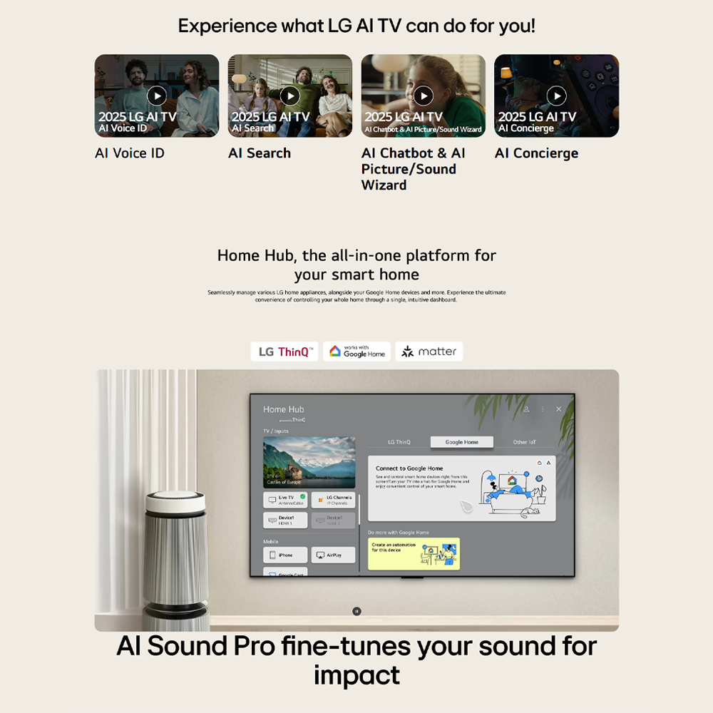 LG 75"/86" 4K UHD AI TV UA84 Smart TV 75UA8450PSA/ 86UA8450PSA | 4K HDR10 Pro | 7 4K AI Processor Gen8 | AI Sound Pro | FILMMAKER MODE