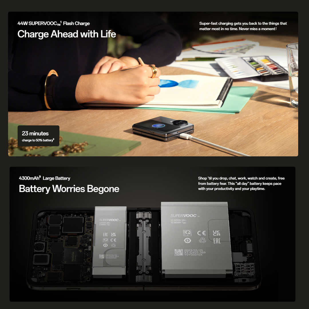 (Pre-Order till 27.10.2023) OPPO Find N3 Flip 12GB+256GB | 6.8" LTPO AMOLED Display | 50MP Camera | 4300mAh Battery | Smartphone with 1 Year Warranty