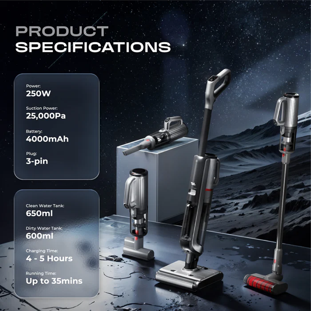 Russell Taylors 250W Dual Roller Wet Dry Cordless Floor i4 | 4-in-1 Cleaning Expert | Double roller | Double cleaning