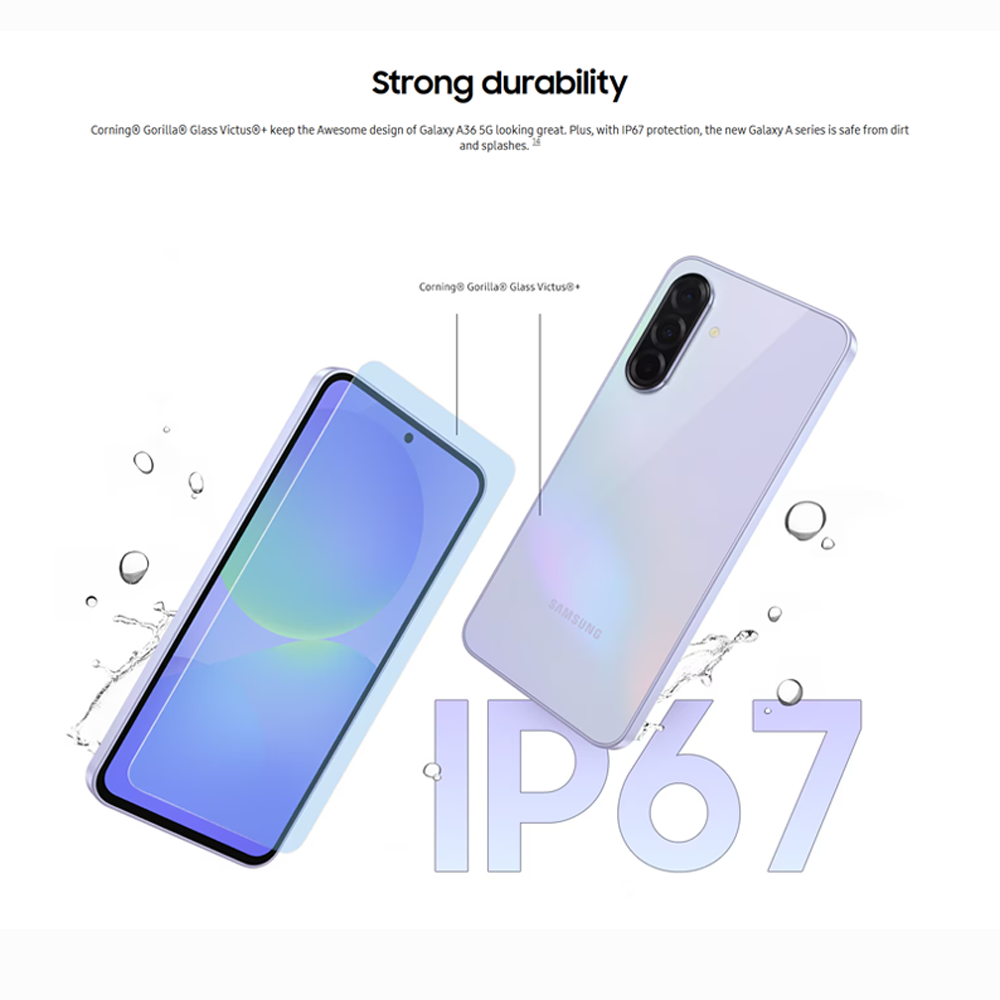 SAMSUNG Galaxy A36 5G 12GB+256GB | Qualcomm SM6475-AB Snapdragon 6 Gen 3 (4 nm) | 6.7 inches, Super AMOLED | 50MP Main Camera | Li-Po 5000 mAh