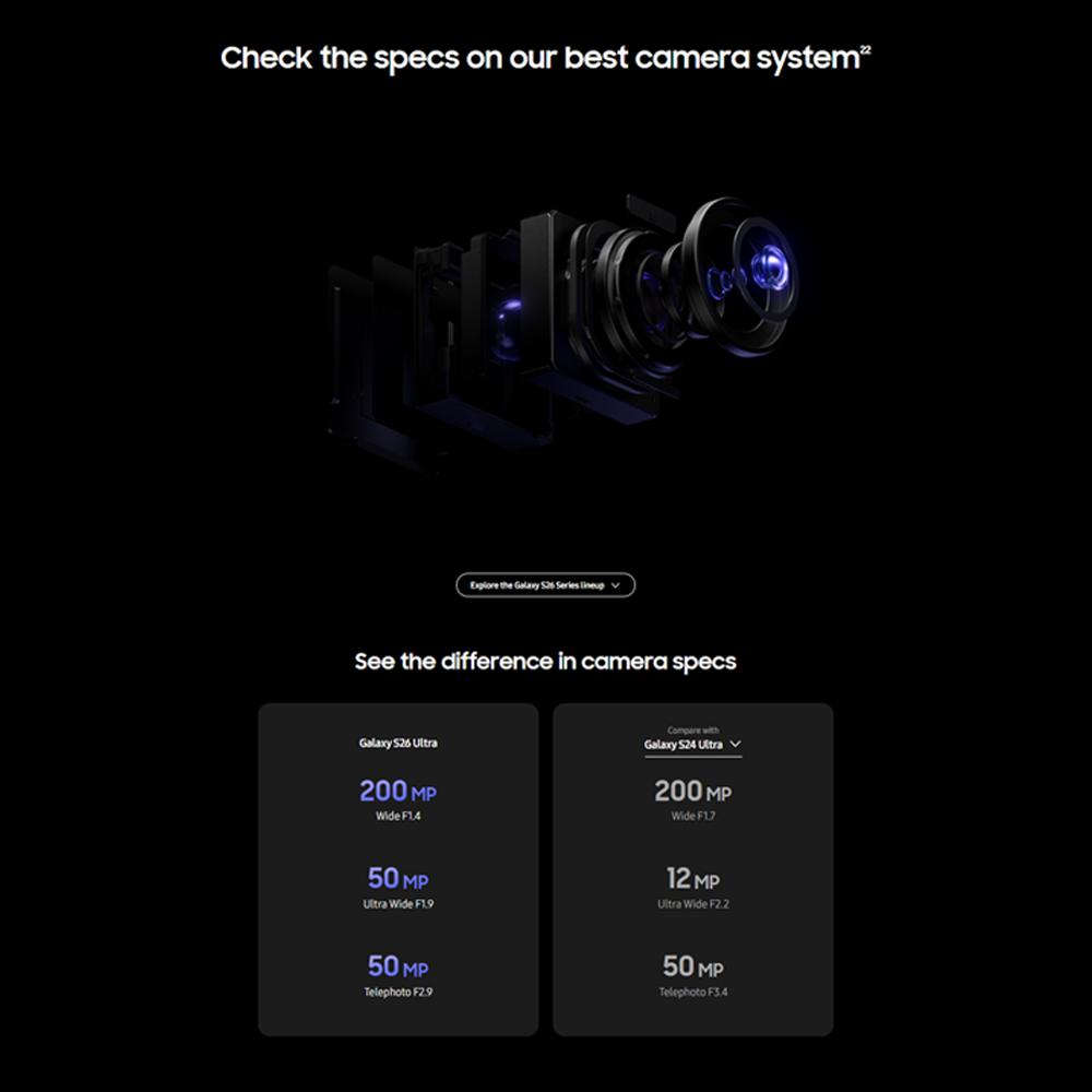 SAMSUNG Galaxy S26 Ultra 12GB+256GB/ 12GB+512GB/ 16GB+1TB | 6.9 inches | 200MP Rear Camera | Li-Ion 5000 mAh | Android 16, One UI 8.5 | Qualcomm SM8850-AC Snapdragon 8 Elite Gen 5 (3 nm)