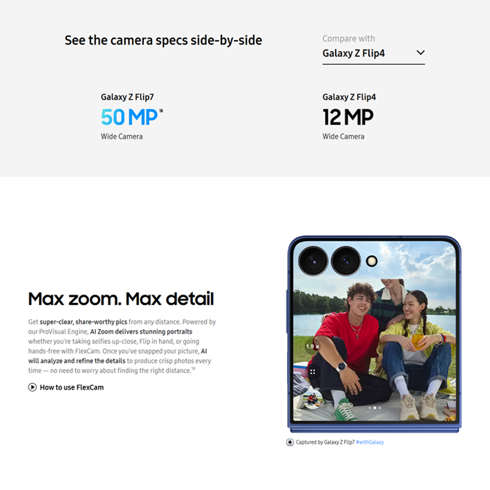 SAMSUNG Galaxy Z Flip7 | Our Largest FlexWindow | 50 MP Selfie Camera | Galaxy AI