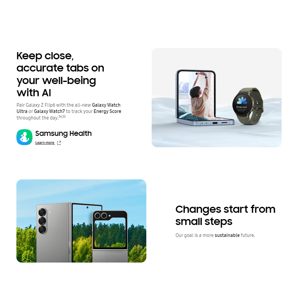 SAMSUNG Galaxy Z Flip6 | Qualcomm SM8650-AB Snapdragon 8 Gen 3 (4 nm) | Nano-SIM and eSIM | 5G
