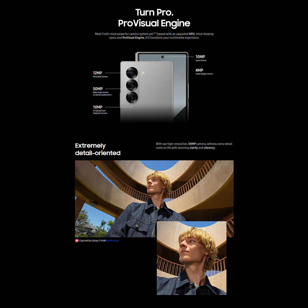 SAMSUNG Galaxy Z Fold6 | Qualcomm SM8550-AC Snapdragon 8 Gen 3 (4 nm) | Nano-SIM and eSIM | 5G