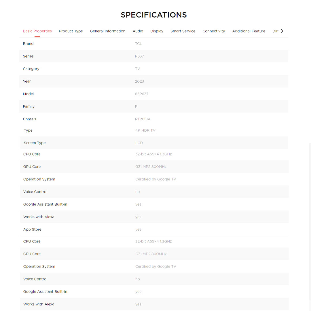 TCL 65" 4K HDR Google TV 65P637 | Dynamic Color Enhancement | AIPQ 2.0 | DTV EPG(without IP EPG) | Smart TV with 2 Year Warranty
