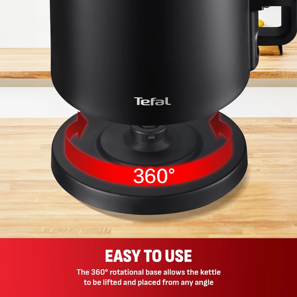 Tefal 1.5L Thermo Protect Electric Kettle KO1408Y2 / KO140AY2 | 304 stainless steel body | 360 degrees rotational cord | Safe to touch
