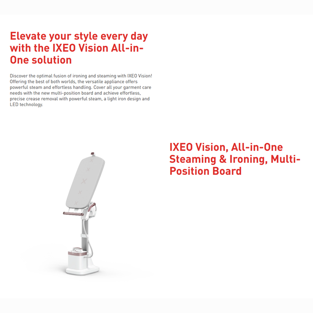 Tefal 2200W IXEO Vision All-In-One Solution Garment Steamer QT18 | Steam output up to 80g/min | Fast heat-up | Smart Auto Off