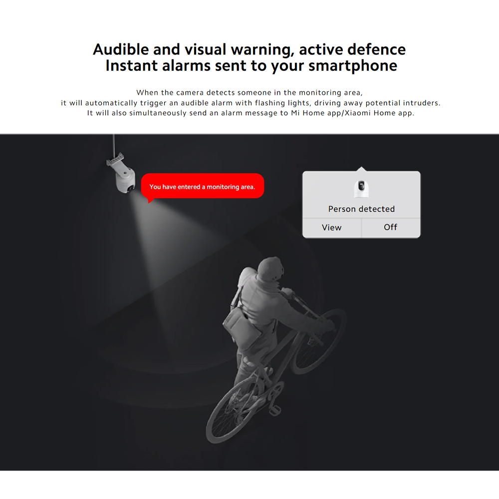 Xiaomi 2500P Outdoor Camera | Smart full-colour night vision | IP66 water resistance | Dual-antenna network | Two-way voice support | AI human detection | Audible and visual warning systems | Time-lapse photography
