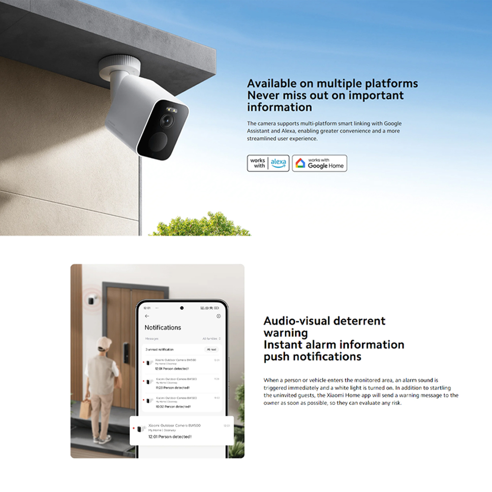 Xiaomi 2500P Outdoor Camera BW500 MJSXJ06BY | 6-month durable battery | 2.5K full-colour night vision