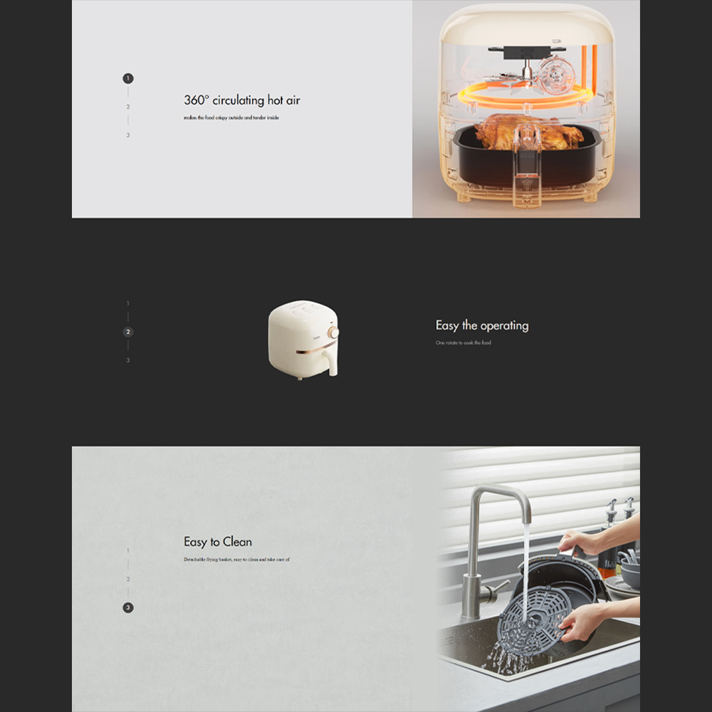 Gaabor 2L Air Fryer Parameters AF20M-YE01A | 360° Circulating Hot Air | Easy The Operating | Easy To Clean | 1  Year General Warranty