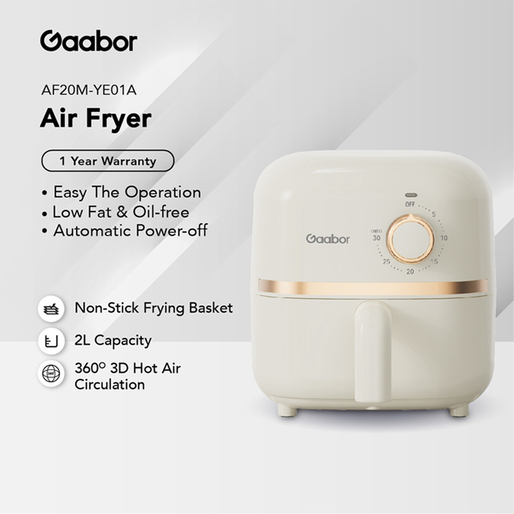 Gaabor 2L Air Fryer Parameters AF20M-YE01A | 360° Circulating Hot Air | Easy The Operating | Easy To Clean | 1  Year General Warranty