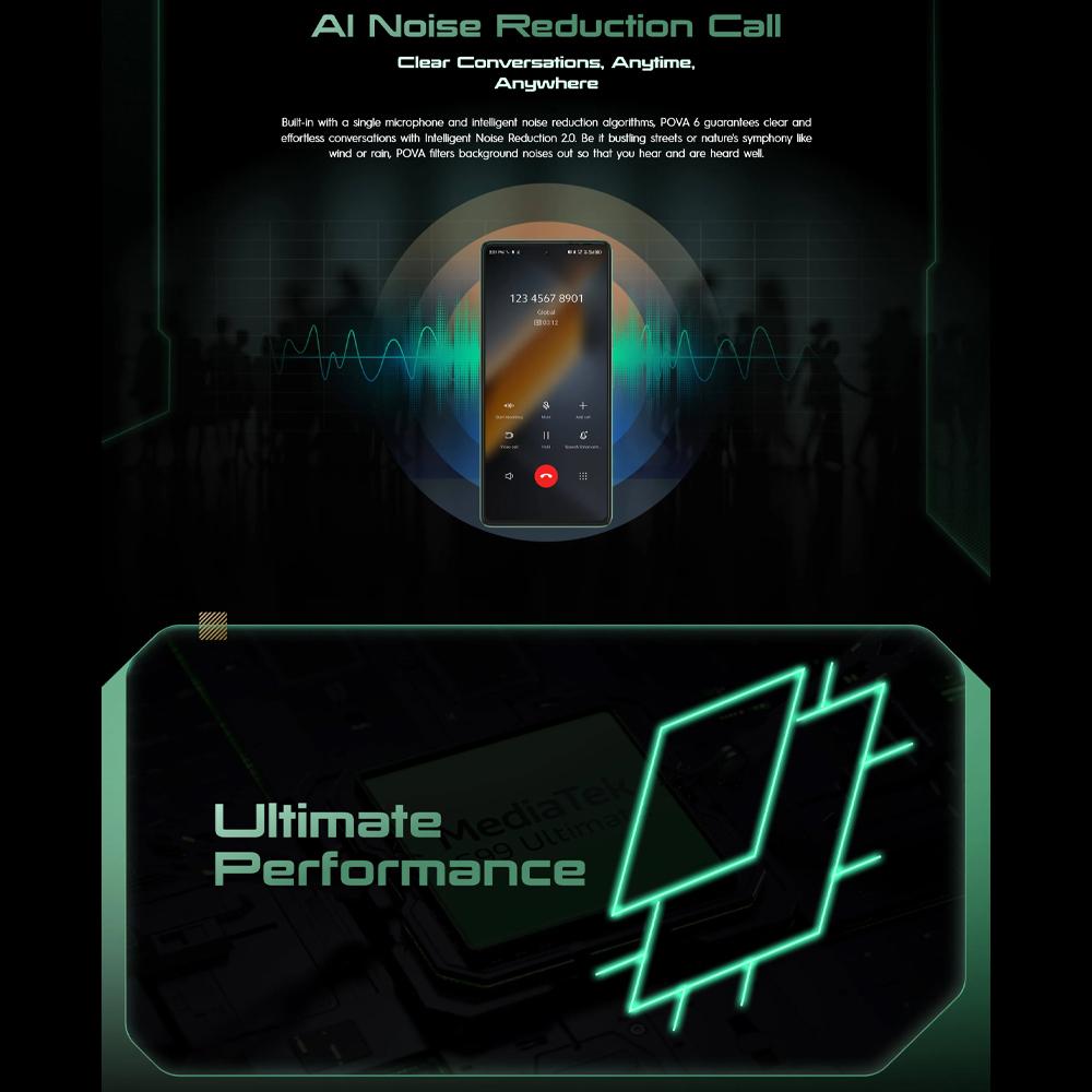 Tecno POVA 6 8GB+256GB | Mediatek Helio G99 Ultimate (6 nm) | Dual Sims | LTE