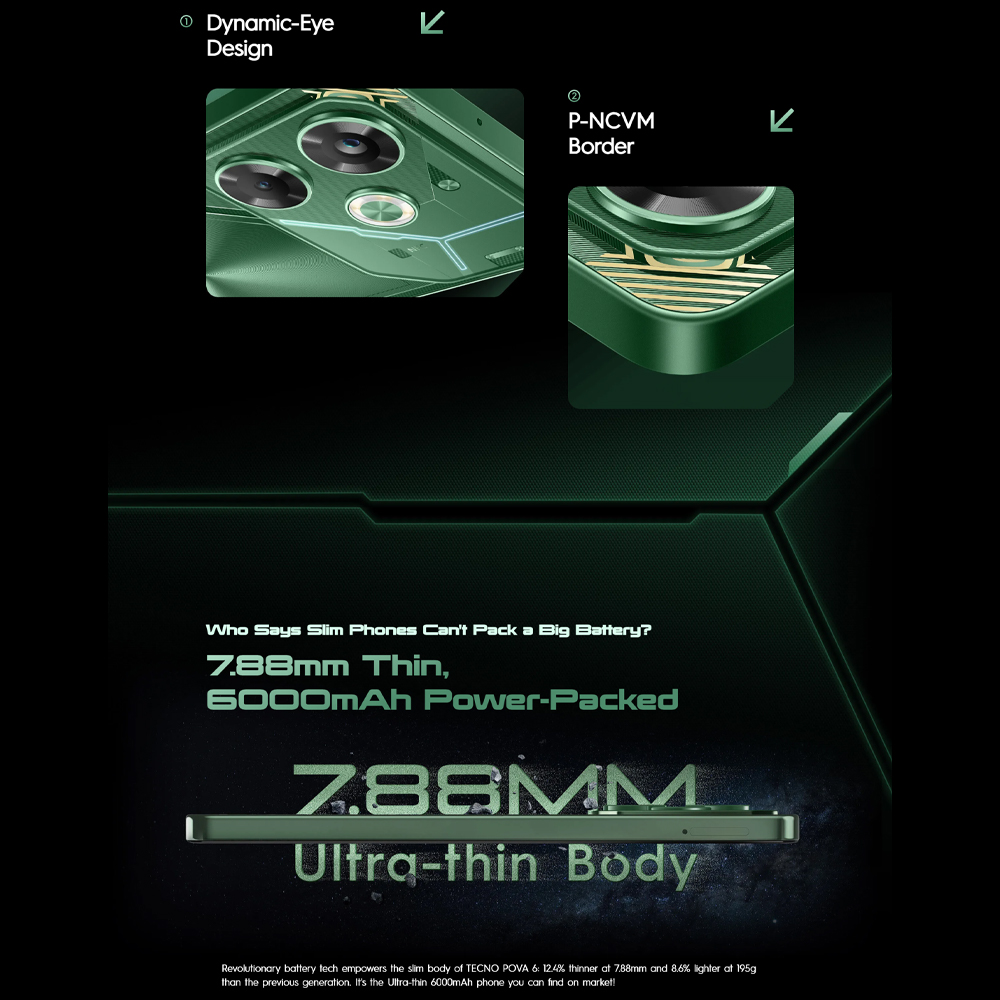 Tecno POVA 6 8GB+256GB | Mediatek Helio G99 Ultimate (6 nm) | Dual Sims | LTE