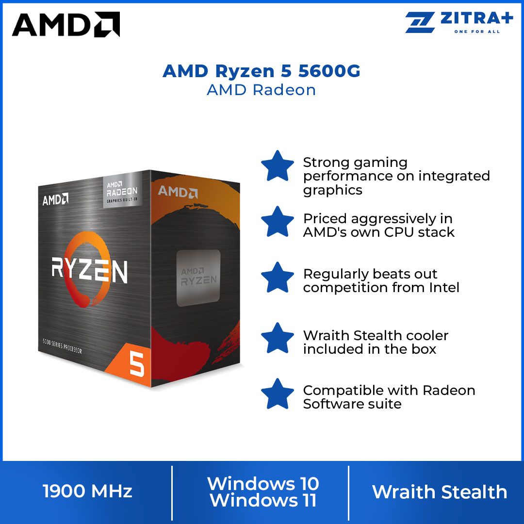 AMD Ryzen 5 5600G AMD Radeon | up to 4.4 GHz | AMD Ryzen For Creator | The Fastest in The Game | AMD Ryzen with 3 Year Warranty