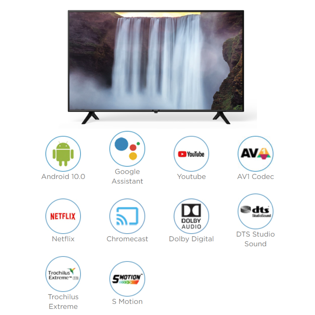 SKYWORTH 50" 4K UHD Android LED TV 50SUC6500 | Chameleon Ectreme | Direct LED | Dolby Digital | Android 10.0 | Voice Search | Google Assistant | Bluetooth 5.0 | Boardless Design | HDMI | USB | Smart TV with 2 Year Warranty