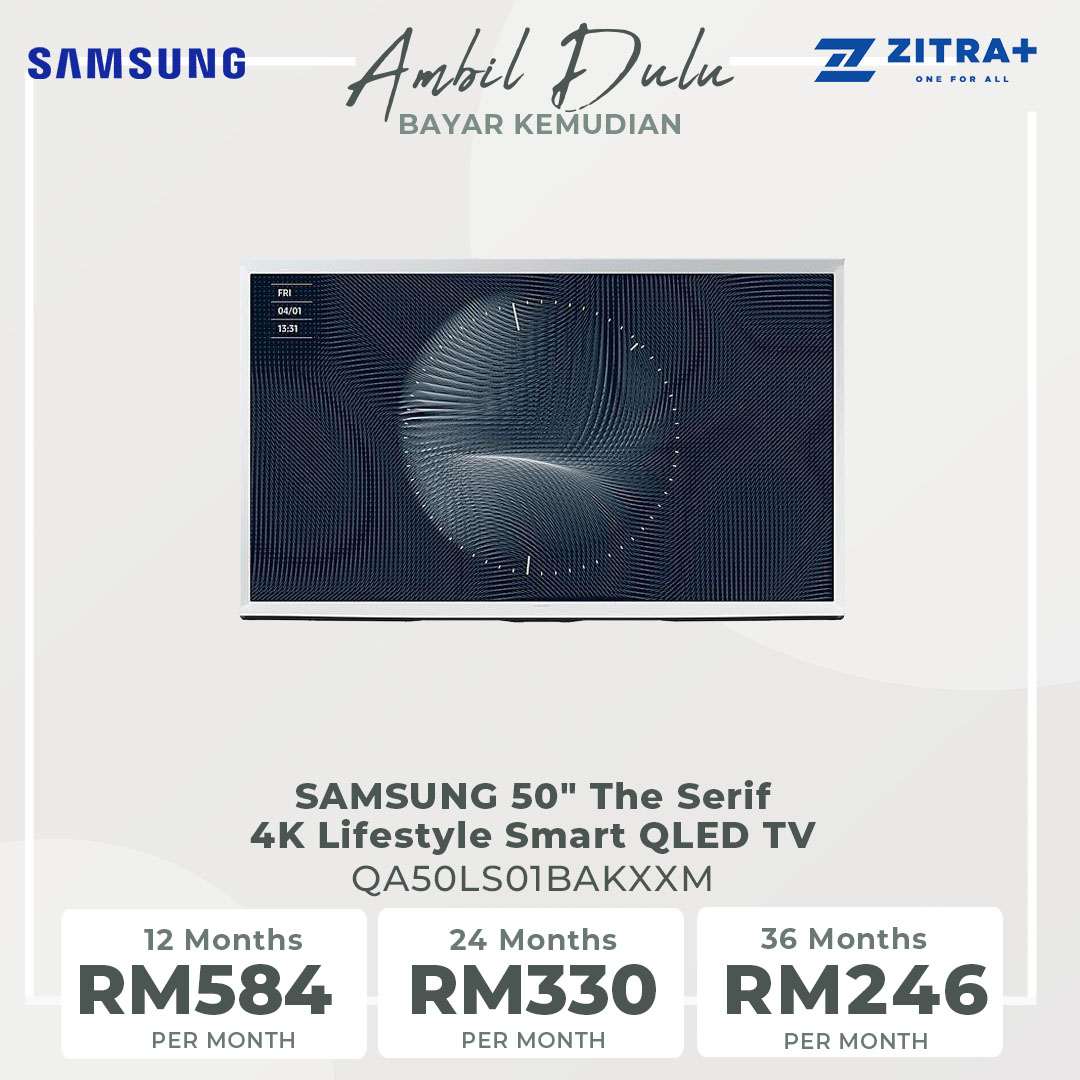 SAMSUNG 50" The Serif 4K Lifestyle Smart QLED TV QA50LS01BAKXXM | 360 All Round Design | Matte Display | Powerful Sound | Detachable Stand | Smart TV with 2 Year Warranty