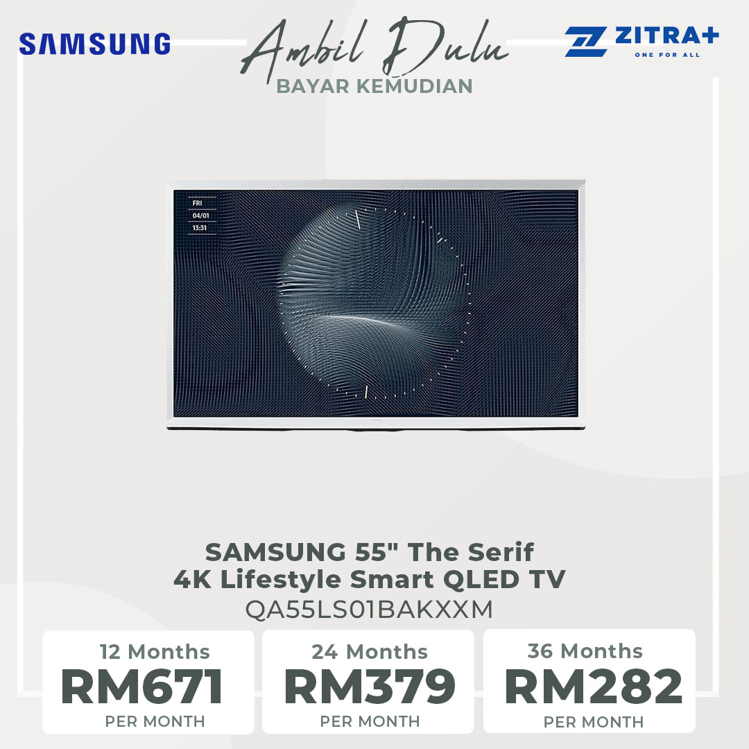 SAMSUNG 55" The Serif 4K Lifestyle Smart QLED TV QA55LS01BAKXXM | 360 All Round Design | Matte Display | Powerful Sound | Detachable Stand | Smart TV with 2 Year Warranty