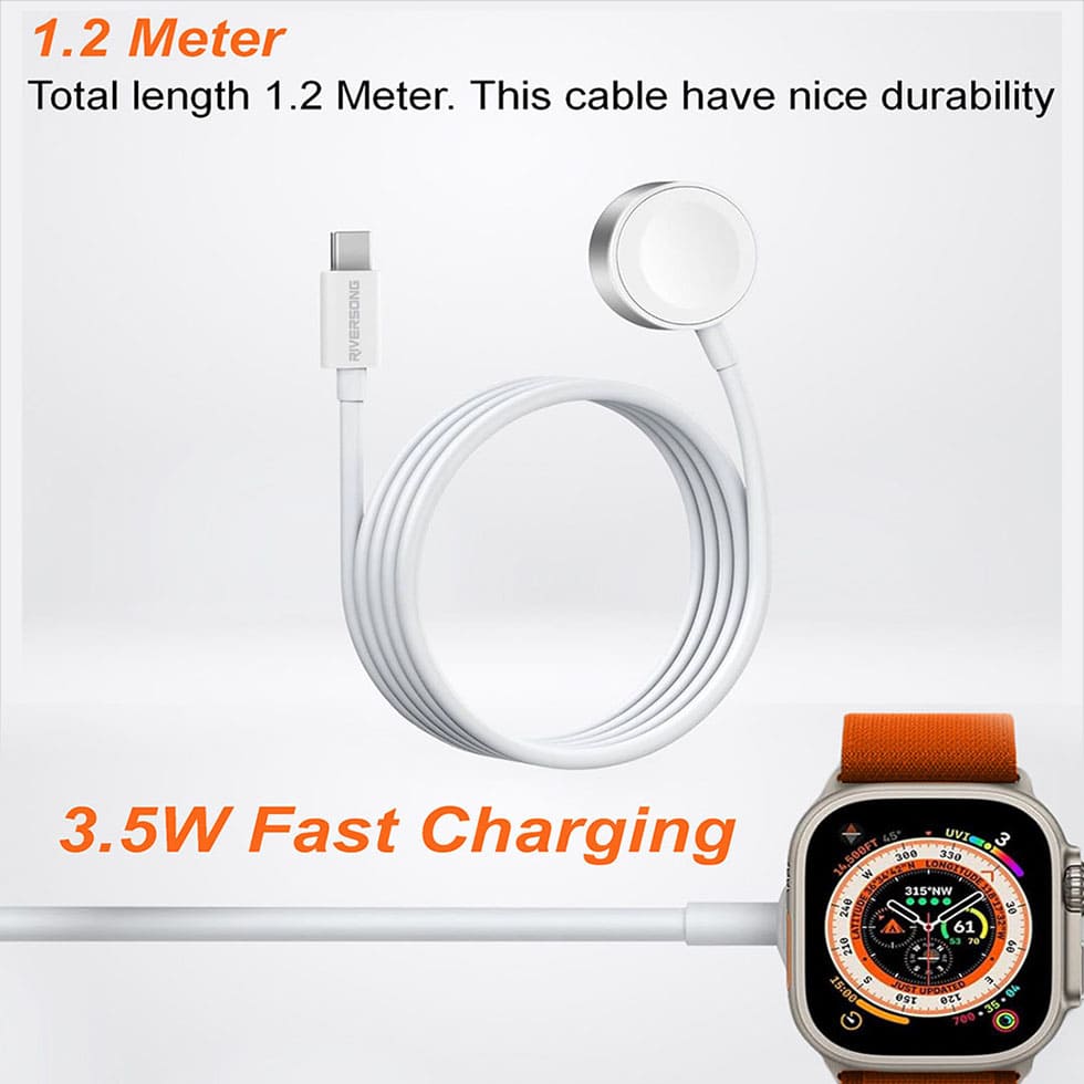 RIVERSONG 1.2m Mag Pro Charging AD78 | 3.5W Fast Charging Type-C | Strong Magnetic | Metallic Frame | Charging with 1 Year Warranty