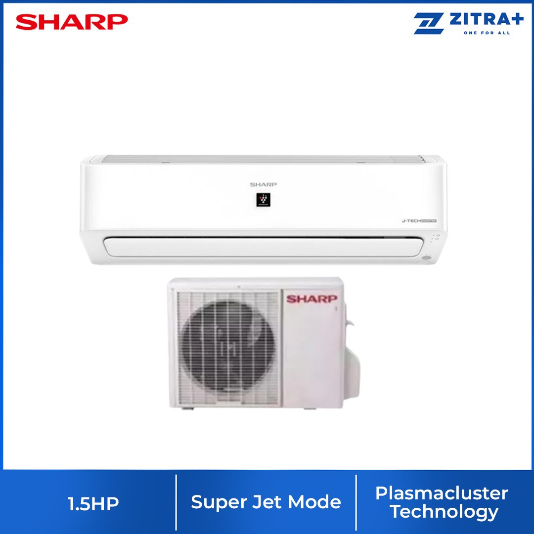 SHARP 1HP/1.5HP/2HP/2.5HP R32 J-Tech Inverter Plasmacluster Wall Mount Air Conditioner | Quiet Operation | Sleep Mode | Self-Cleaning | Air Conditioner with 1 Year Warranty