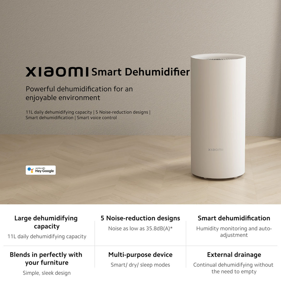 Xiaomi 4.5L Smart Dehumidifier CSJ0111DM | External Drainage | Variable Speed DC Motor | App Control | Dehumidifier with 1 Year Warranty
