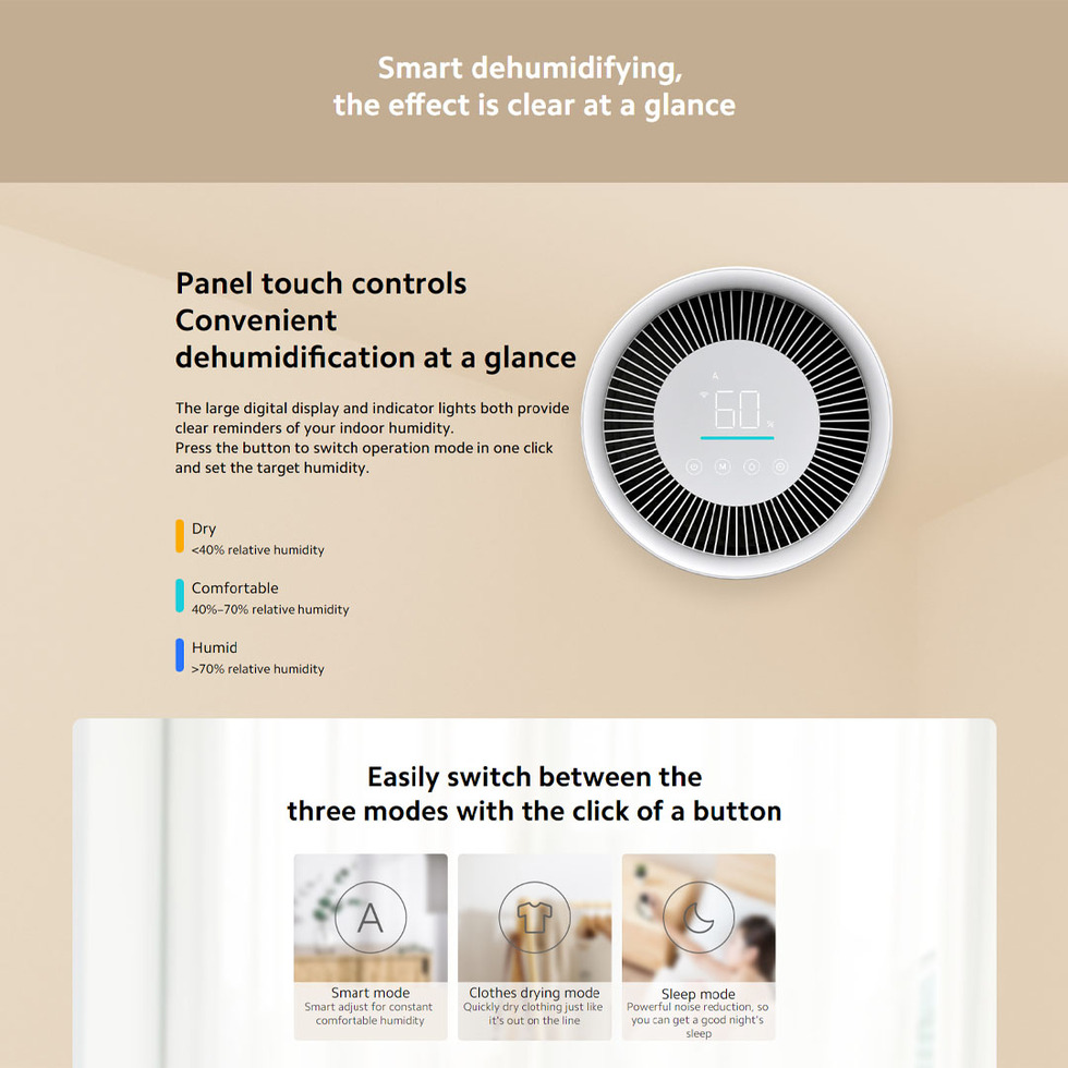 Xiaomi 4.5L Smart Dehumidifier CSJ0111DM | External Drainage | Variable Speed DC Motor | App Control | Dehumidifier with 1 Year Warranty