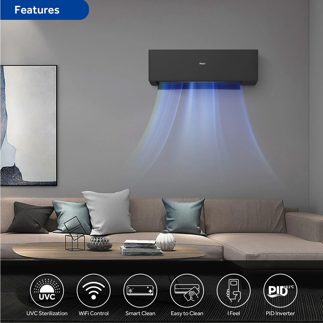 HAIER 1HP / 1.5HP R32 UV Cool Inverter Wall Mount Air Conditioner HSU-10VXA22 / HSU-10VXA22 | UVC Sterilization | WiFi Control | Smart Clean | Air Conditioner with 3 Year Warranty