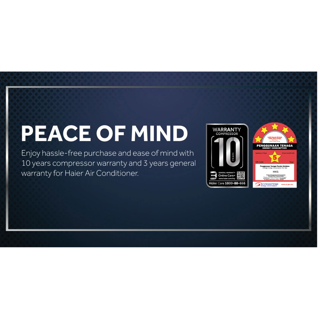 HAIER 1HP / 1.5HP R32 UV Cool Inverter Wall Mount Air Conditioner HSU-10VXA22 / HSU-10VXA22 | UVC Sterilization | WiFi Control | Smart Clean | Air Conditioner with 3 Year Warranty