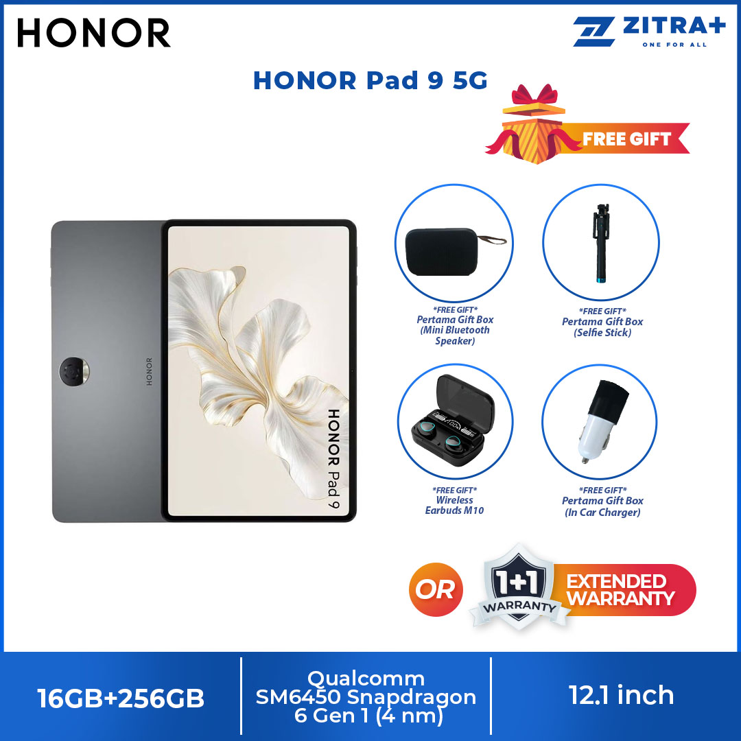 HONOR Pad 9 5G 16GB+256GB | Li-Po 8300 mAh, 35W wired | 12.1 inch, IPS LCD | Snapdragon 6 Gen 1 (4 nm) | Android 13, Magic OS 7.2 | Tablet with 1 Year Warranty