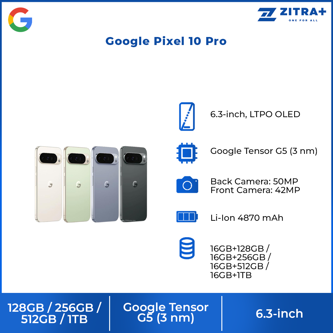 Google Pixel 10 Pro | The most advanced AI on Pixel | 6.3-inch Super Actua display | Pro Res Zoom up to 100x | Next-gen chip for peak AI performance