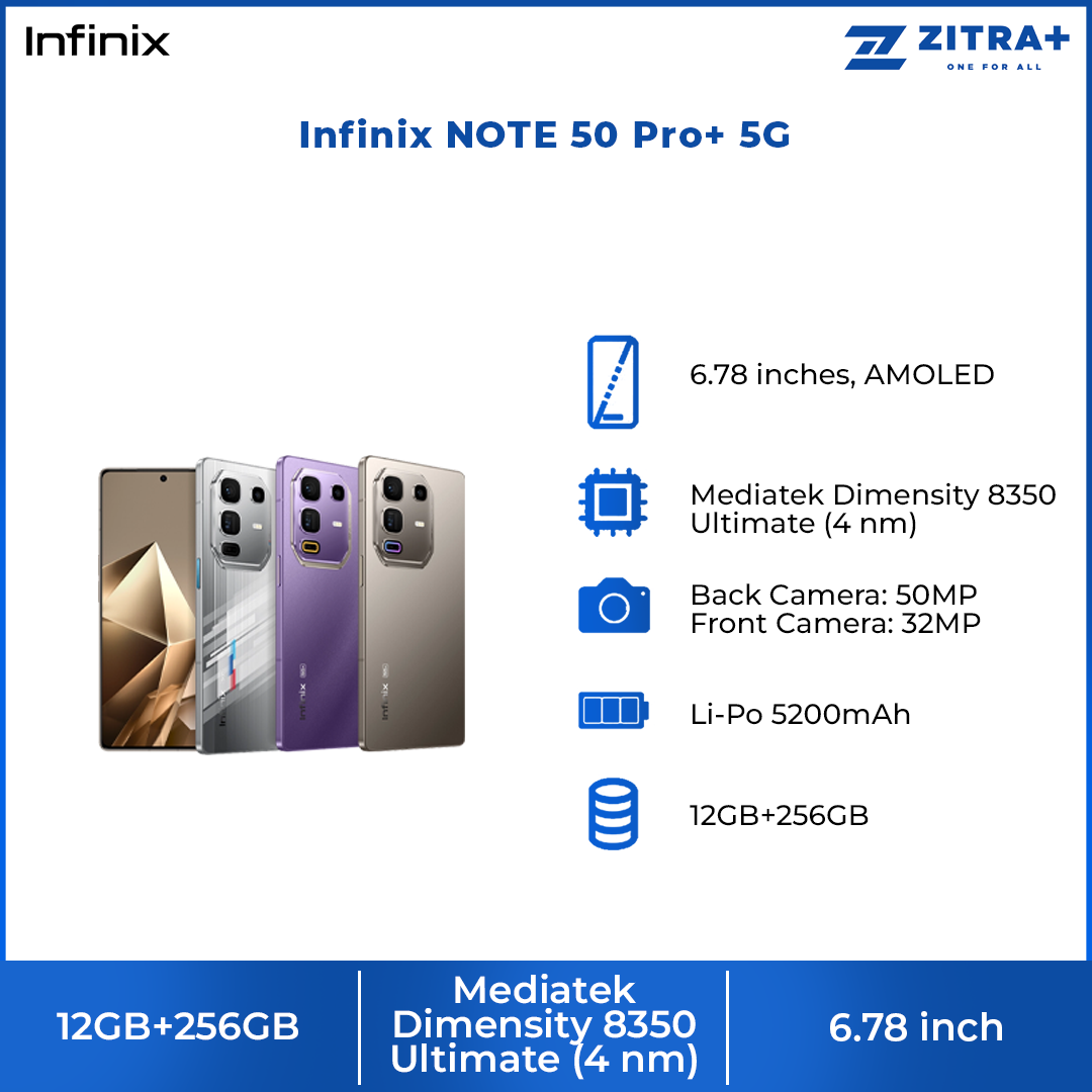 Infinix NOTE 50 Pro+ 5G | 100X Periscope Camera | MediaTek D8350 Ultimate 5.5G | 100W All-Round FastCharge3.0 | 144Hz 6.78" AMOLED
