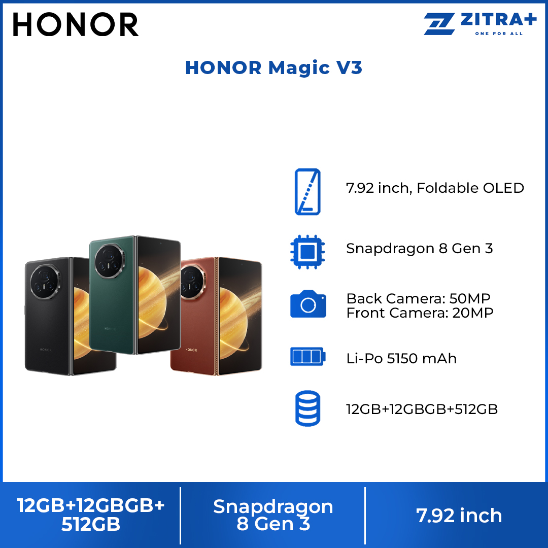 HONOR Magic V3 12GB+12GBGB+512GB | MagicOS 8.0.1 | 7.92 inch, Foldable OLED | Dual SIM