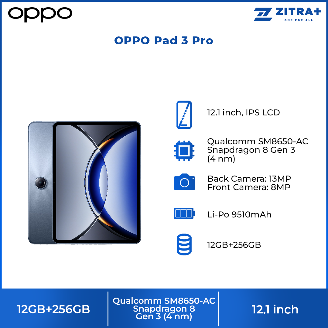 OPPO Pad 3 Pro | Snapdragon® 8 Gen 3 | 12.1" 3K ReadFit Screen | 67W SUPERVOOC Fast Charging