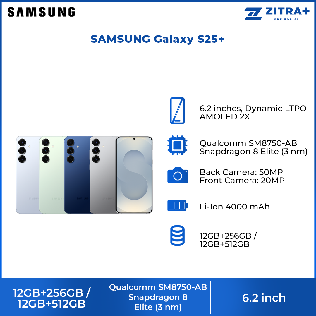 SAMSUNG Galaxy S25+ | Snapdragon 8 Elite for Galaxy | 4900mAh Battery | All New One UI 7, Built For AI