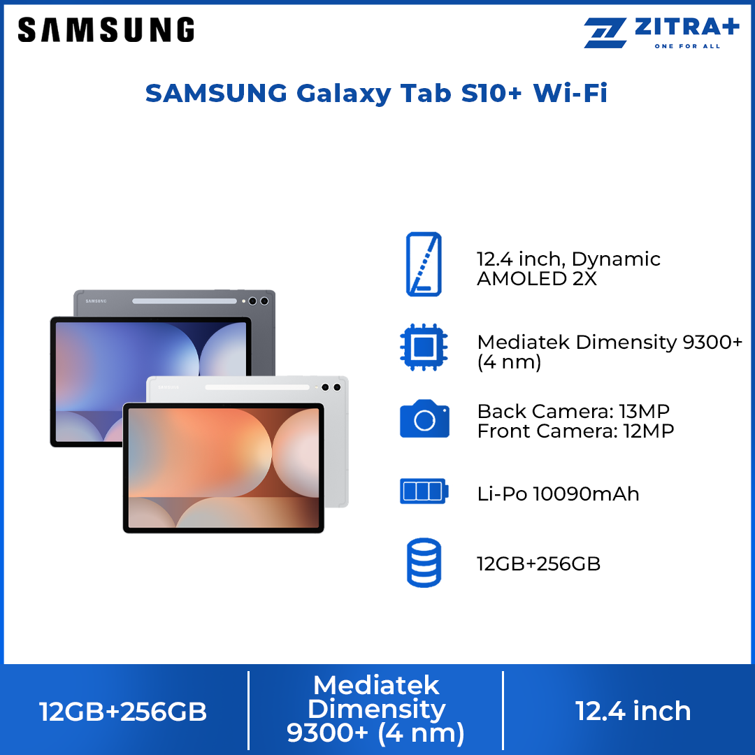 SAMSUNG Galaxy Tab S10+ | Dynamic AMOLED 2X | 120Hz | Mediatek Dimensity 9300+ | Li-Po 10090mAh Battery