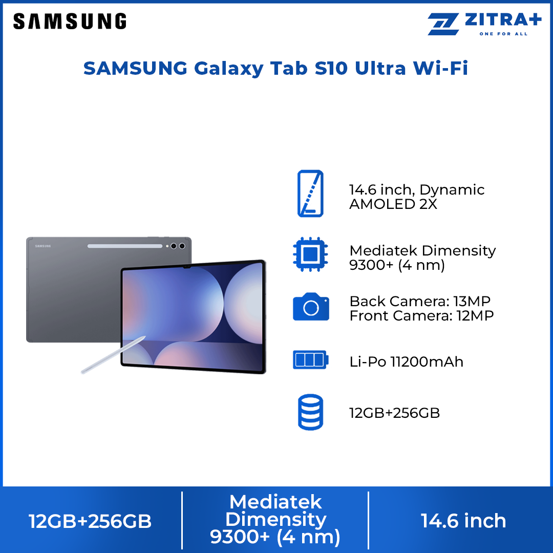 SAMSUNG Galaxy Tab S10 Ultra | 11200mAh Battery | Mediatek Dimensity 9300+ | Dynamic AMOLED 2X