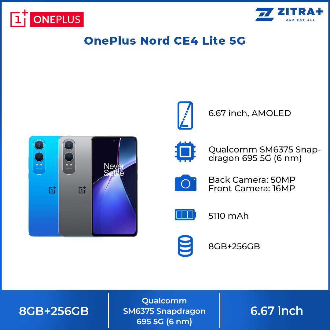 OnePlus Nord CE4 Lite 5G | 5,500 mAh Battery 80W SUPERVOOC | 120 Hz AMOLED Display Aqua Touc | The Latest OxygenOS 14.0