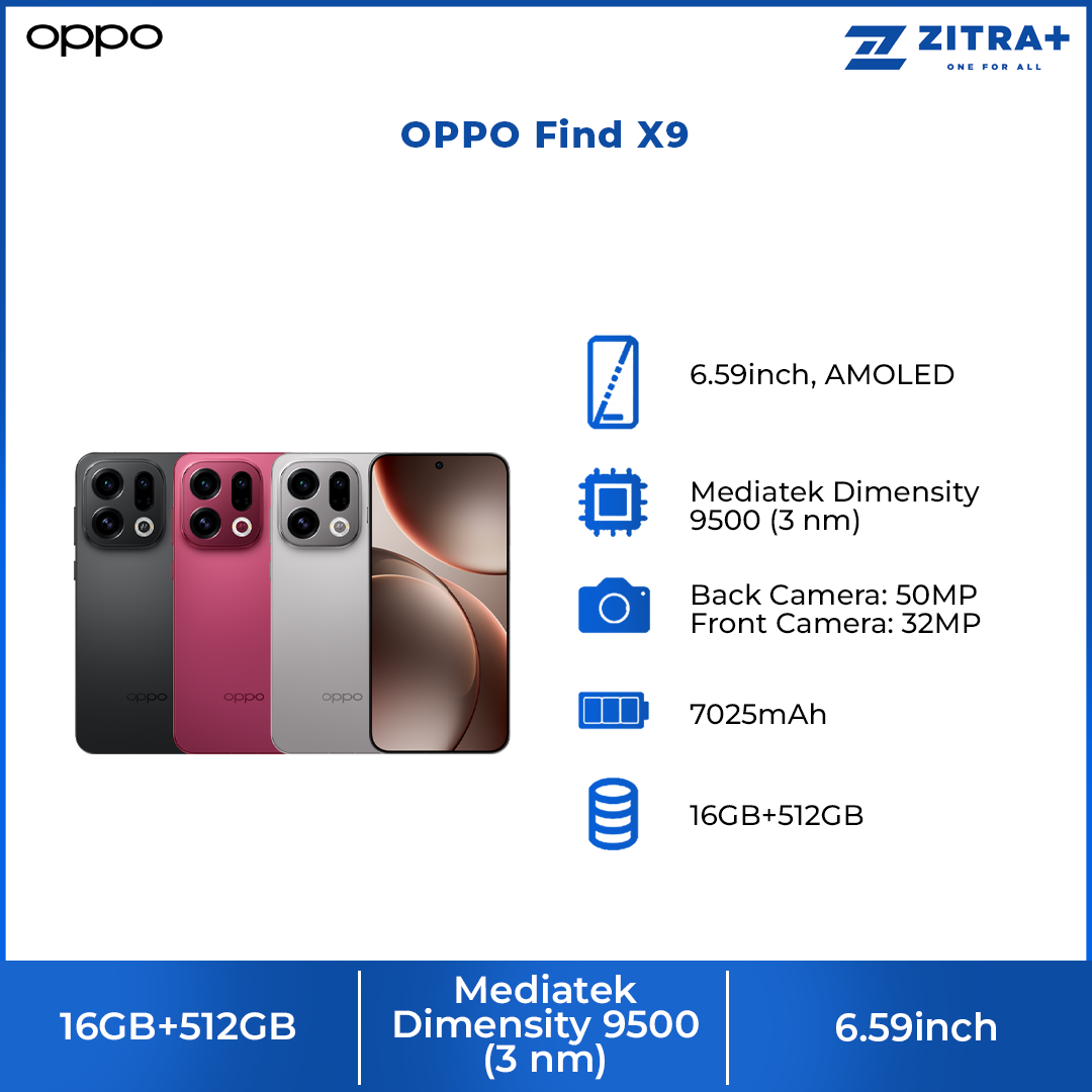 OPPO Find X9 | 120x Super Zoom | 4K 120 fps Dolby Vision | True Night Photography | 7025mAh Large Battery | 80W SUPERVOOCTM Flash Charge