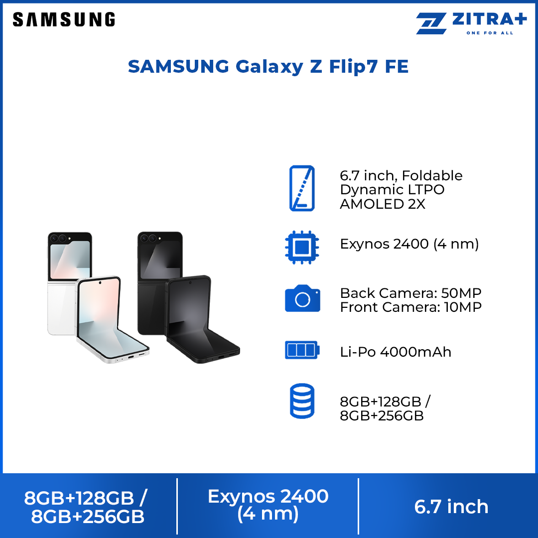 SAMSUNG Galaxy Z Flip7 FE | Pro-level 50 MP camera for selfies | One UI 8. All new for Flip | Efficient battery powers all-day use
