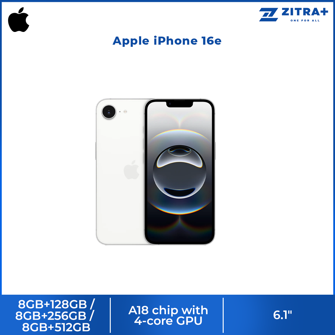 Apple iPhone 16e | 6.1″ , Super Retina XDR display | 48MP Main Camera | A18 chip with 4‑core GPU | Smartphone with 1 Year Warranty
