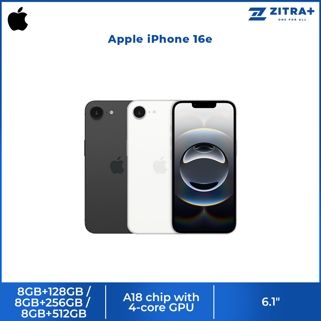 Apple iPhone 16e | 6.1″ , Super Retina XDR display | 48MP Main Camera | A18 chip with 4‑core GPU | Smartphone with 1 Year Warranty
