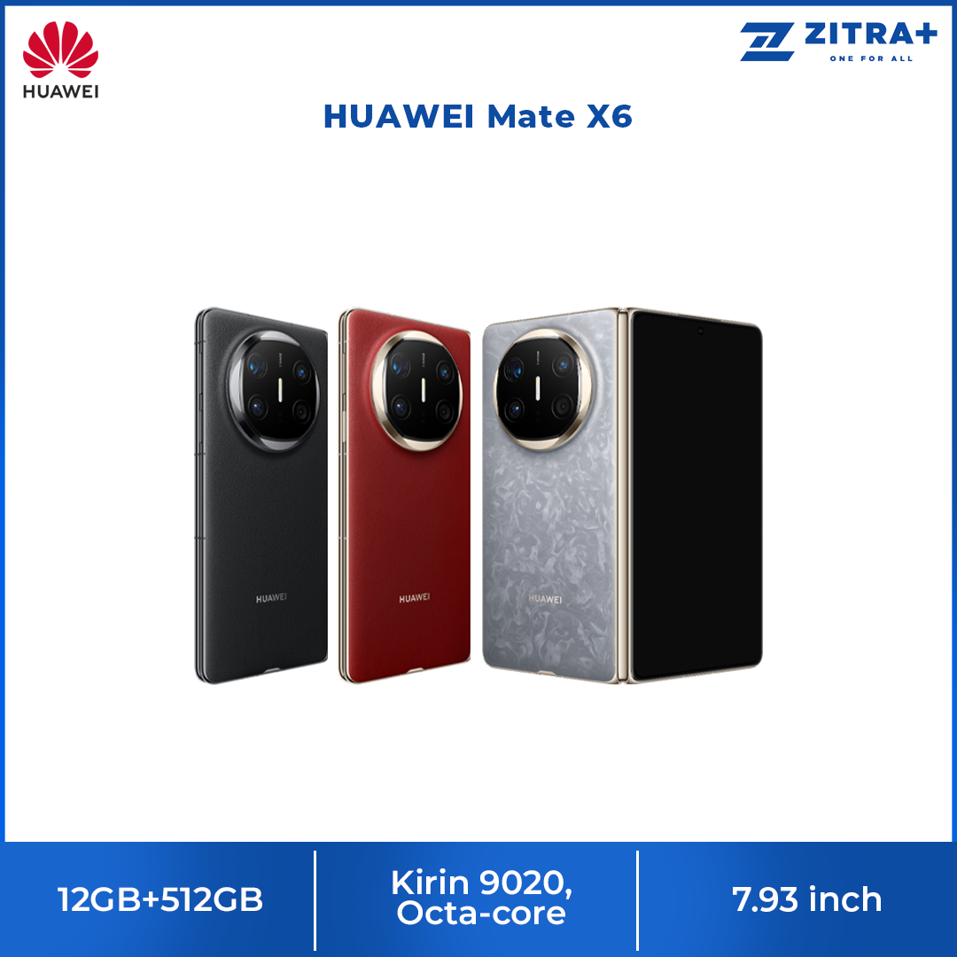 HUAWEI Mate X6 12GB+512GB | 7.93 inch, Foldable LTPO OLED | 50MP Main Camera | Kirin 9020, Octa-core | Si/C Li-Ion 5110, 66W Fast charging